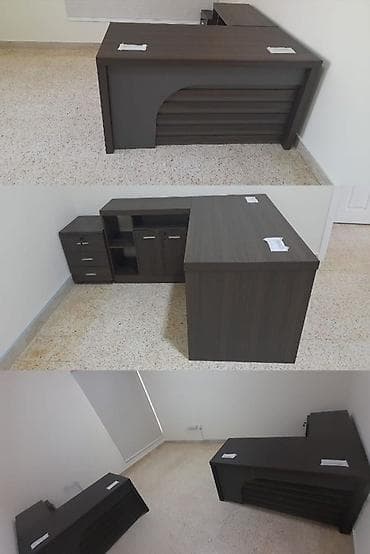 Ofis dəst mebeli: Ofis üçün L formalı resepsiyon/menecer masası dəsti - Material: ağac — 1