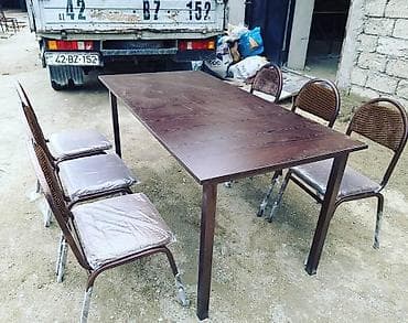 Dördbucaq masa, Qonaq otağı üçün, Eyvan üçün, Mətbəx üçün, 5 nəfər, Açılmayan, Azərbaycan, Zəmanətli