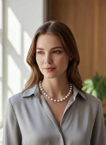 yuxuda mirvari gormek: İnci görünümlü boyunbağı - Klassik, zərif dizayn: dəyirmi ağ inci — 1