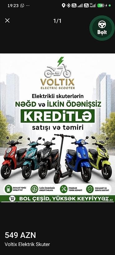 Voltix Elektrik Skuter – elektrikli skuter modelləri - Nəğd və ilkin
