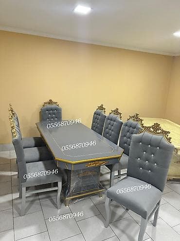 Qonaq otağı üçün, Yeni, Açılmayan, Dördbucaq masa, 6 stul