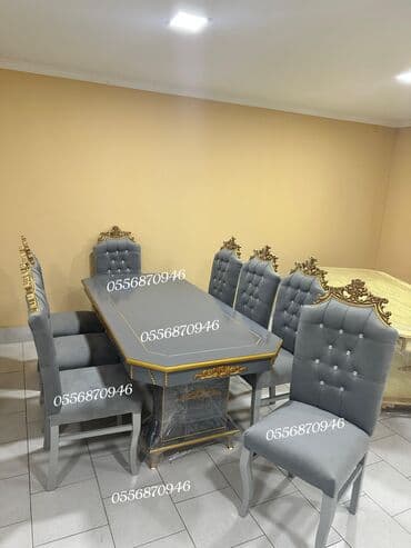 Qonaq otağı üçün, Yeni, Açılmayan, Dördbucaq masa, 6 stul