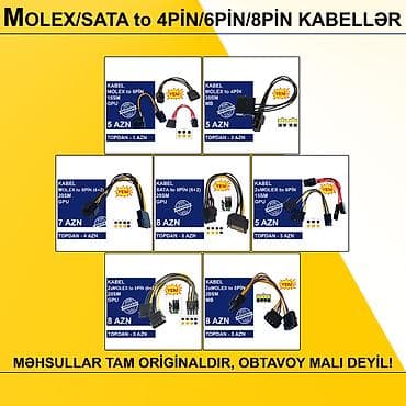 Kabellər "MOLEX/SATA to 4PİN/6PİN/8PİN Original" MƏHSULLAR TAM