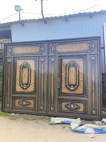 sef qap: Dəmir Həyət darvazası, Yana açılan, Mexaniki, Qapı ilə, rəng - Qəhvəyi — 3