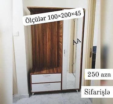 dəhliz: Yeni, 1 qapı, Güzgülü, Qəhvəyi, Digər material, Açılan, Künc dolab — 1