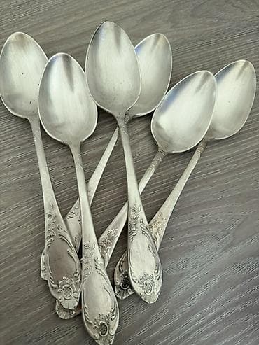 sufreler: 6 ədəd klassik desert qaşığı dəsti - Material: metal ərintisi — 2