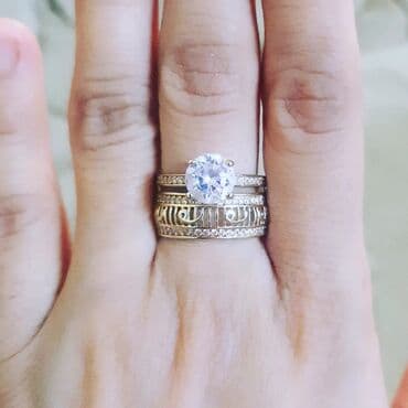 tək qaş: Nişan, Üzük, Swarovski, Sarı qızıl, 585 Əyar — 3