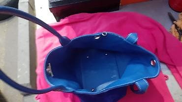 Mavi qadın əl/çiyin çantası - Material: süni dəri və zamşa — 4