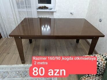 yemək masasi: Qonaq masası, İşlənmiş, Açılan, Taxta, Dördbucaq masa — 1