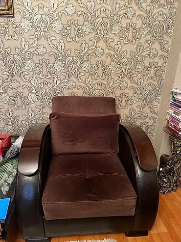 divan satisi ucuz: İşlənmiş, Divan, 2 kreslo, Bazalı, Açılan — 4