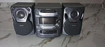 32 ekran televizor: Panasonic mini hi-fi musiqi mərkəzi (2 akustik kolonka + əsas blok) — 1
