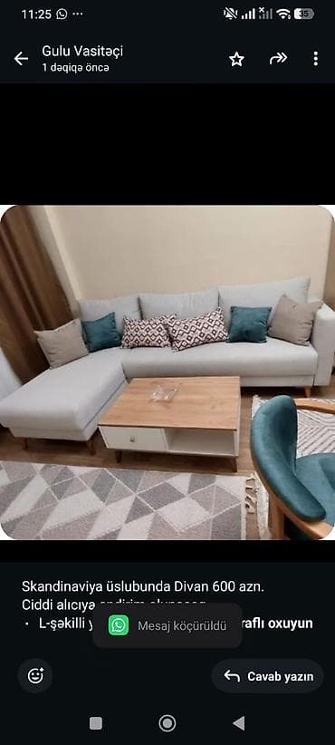 Skandinaviya üslubunda Divan 600 azn. Ciddi alıcıya endirim olunacaq — 1