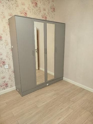 4 qapili dolab: Yeni, 4 qapılı, Güzgülü, Boz, Digər material, Açılan, Düz dolab — 1
