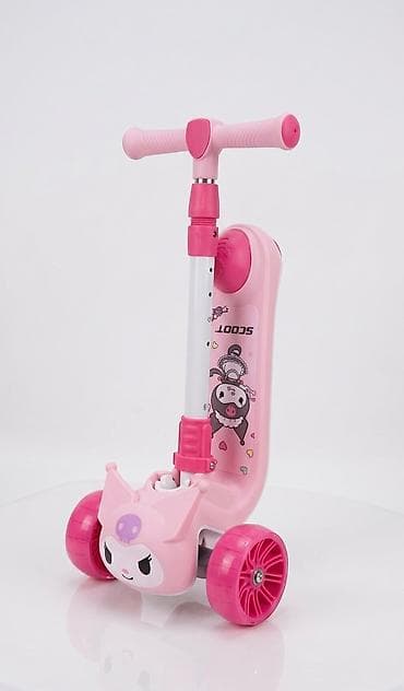 mopeti: Musiqili uşaq skuteri – Kuromi dizaynı - 3 təkərli sabit konstruksiya — 7