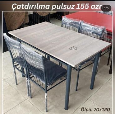 stul ev ucun: Mətbəx üçün, Açılmayan, Dördbucaq masa, 4 stul — 3