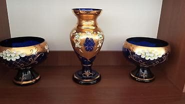 çayni servis: Büllur şüşə dəst – əl işləməsi bəzəkli - Dekanter və qədəhlərdən — 2