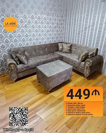 24 volt: Künc divan dəsti – LA MiNi - Ölçülər: 280 × 200 sm - Mexanizm — 1