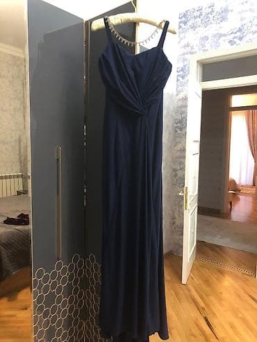 aşpaz forması: Tünd göy rəngdə uzun ziyafət/libas - Model: nazik çiyin qayışlı — 3