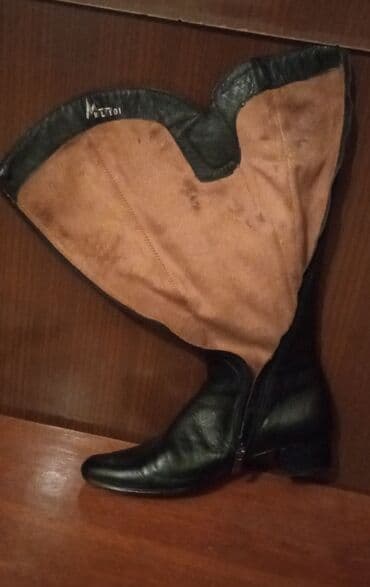 женские резиновые сапоги: Ботфорты, Размер: 38, цвет - Черный, Б/у — 4