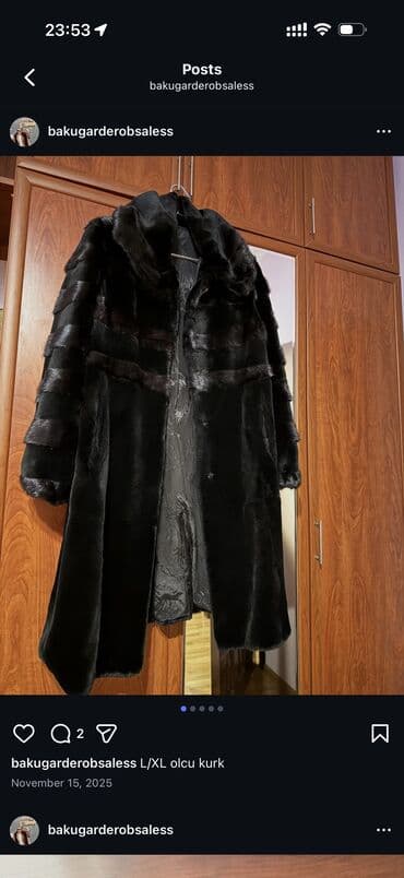 Другая женская одежда: L/XL ölçü qara kürk - Model: uzun kürk palto - Rəng: dərin qara - — 1