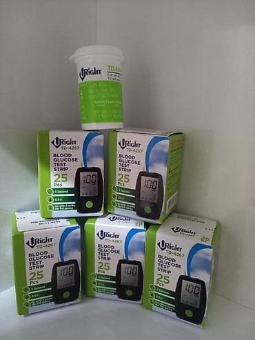 Termometrlər: Şəkərli dibet üçün test .Bir qutuda 25 ədəd test olur.Ancaq test — 1
