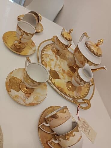 cay: Çay dəsti, rəng - Ağ, Keramika, 6 nəfərlik, İtaliya — 4