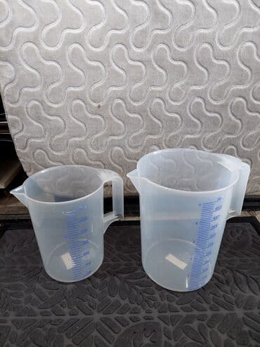 Mətbəx aksesuarları: Ölçü qrafinləri dəsti – şəffaf plastik, tutacaqlı və tökmə ağızlı - — 23