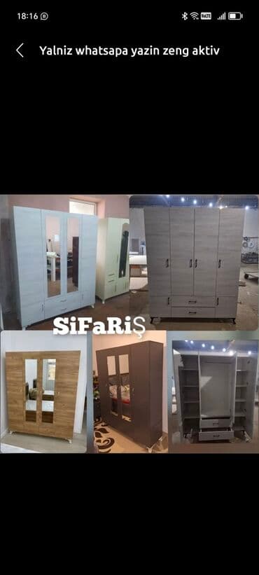 mətbəx skaflari: Yeni, Açılan, 4 qapılı Düz dolab, Qarderob, paltar dolabı, Azərbaycan — 13