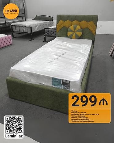 carpayı matras: Təknəfərlik çarpayı, Bazalı, Matras ilə, Siyirməsiz — 1