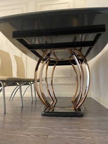 стеклянный обеденный стол: Гостиный стол, Новый, Нераскладной, Стекло, Прямоугольный стол — 6