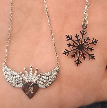 İki ədəd boyunbağı kolye aksesuarı - Model 1: Gümüş rəngli zəncirli