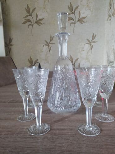 qab desti: Rümkalar, rəng - Ağ, Xrustal, 6 ədədli dəst, Çexiya — 3