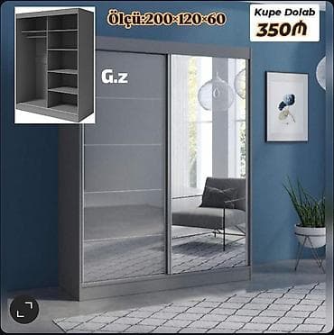 2 qapılı, Güzgülü, Boz, Kupe, Düz dolab