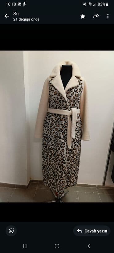 женские леггинсы на флисе: Qadın üst geyimləri – uzun modellər - Leopard naxışlı süni kürk — 3