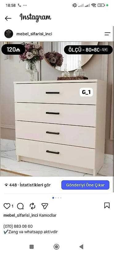 yata: Ağ rəngli, minimalist dizaynlı komod (G_1 modeli). - 4 geniş — 1