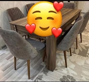 Mətbəx üçün, Yeni, Açılan, Dördbucaq masa, 6 stul