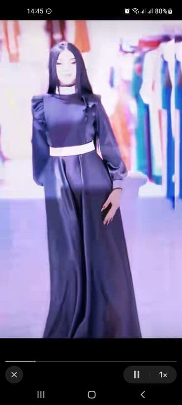 Qadın uzun gecə/libas kombinezonu - Rəng: tünd lacivərt (şam kimi