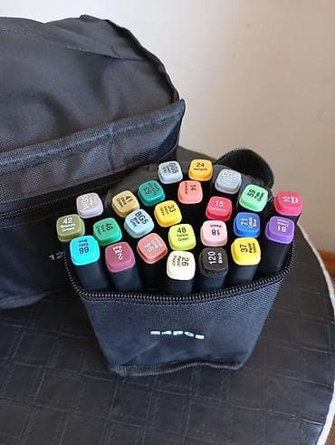 rengli qelem: Təzə Spirt əsaslı ikiucu markerlər dəsti – 24 rəng Təzə flomasterler — 4