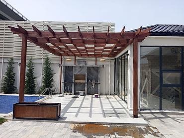 klassik mebeller: Açıq havada istirahət zonası üçün taxta pergola/lyustra altlığı - — 10