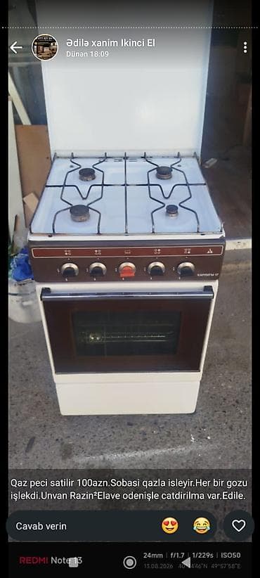 Qaz plitəsi 4 gözlü, İşlənmiş lalafo.az -da Qaz plitəsi 4 gözlü, İşlənmiş