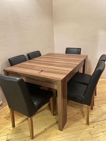 Qonaq otağı üçün, İşlənmiş, Açılmayan, Dördbucaq masa, 6 stul