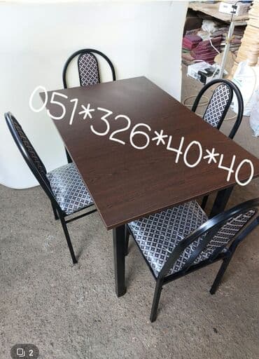 Masa və oturacaq dəstləri: Qonaq otağı üçün, Yeni, Açılan, Dördbucaq masa, 4 stul — 27