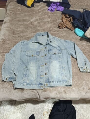 женские рубашки цвета хаки: Unisex cins jaket - Material: 100% denim (açıq mavi, “stonewashed” — 2