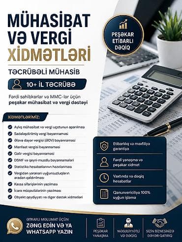 Mühasibat uçotu | Mühasibat uçotunun bərpası, Mühasibat uçotunun aparılması, Kadr uçotunun aparılması lalafo.az -da Mühasibat uçotu | Mühasibat uçotunun bərpası, Mühasibat uçotunun aparılması, Kadr uçotunun aparılması
