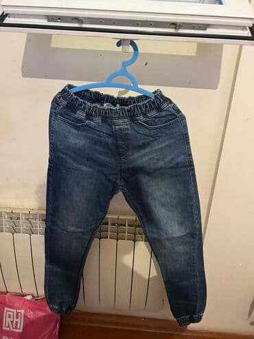 детские стрейчевые джинсы: Uşaq cins şalvarı - Rəng: tünd mavi denim, yüngül solğun effektli - — 1