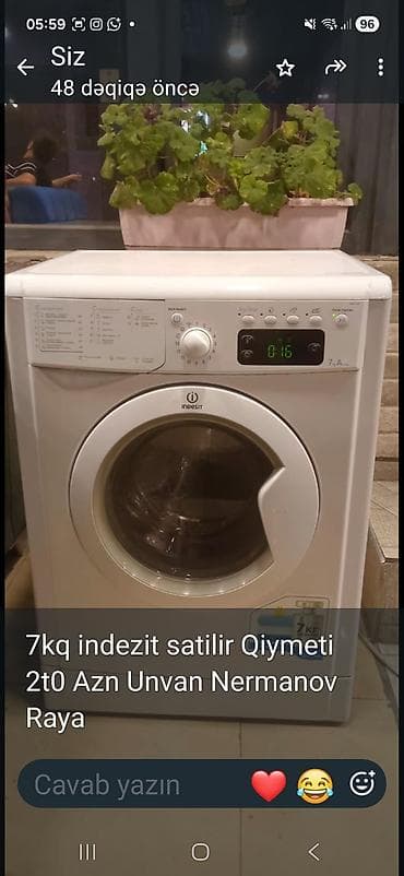 Indesit paltaryuyan maşın – 7 kq yükgötürmə. Ön yükləməli, elektron lalafo.az -da Indesit paltaryuyan maşın – 7 kq yükgötürmə. Ön yükləməli, elektron