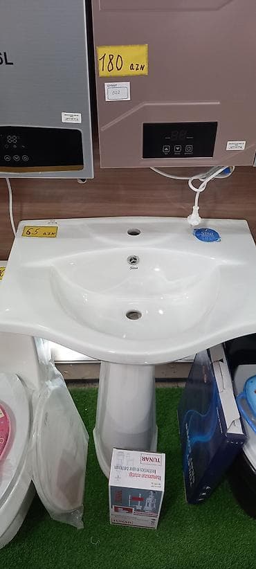 unitaz ve tulpan qiymetleri: Sina ayaqlı əl-üz yuma lavabosu - Material: parlaq ağ keramika - — 1