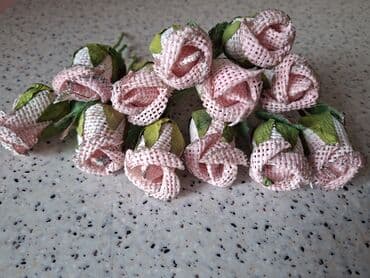 toxunma güller: Dekorativ mini çiçək dəstəsi – toxuma fakturalı qızılı simli parıltılı — 3