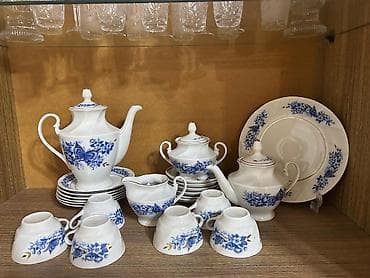 piyon gul: Çay dəsti, rəng - Göy, Kobalt, Bohemia, Çexiya — 2