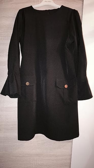 qara sade donlar: Qadın qara düz kəsimli don - Klassik dizayn, dəyirmi yaxa - Uzun — 1